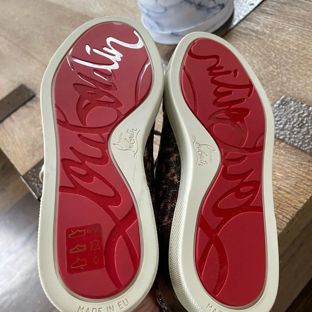 Christian louboutin gondolastrass sneaker burgundy bronze flats trainers sz 35